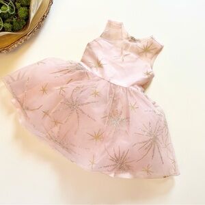 Zoe LTD Pink Tulle Gold Glitter Starburst Sleeveless Dress | Size 2